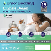 Ergo Bedding Ultimate Dream Mattress Protector-Waterproof, 3D Air Fabric Cooling , Ultra Soft Breathable & Noiseless Bed Mattress Cover for your Comfort & Protection (Tencel Jacquard)